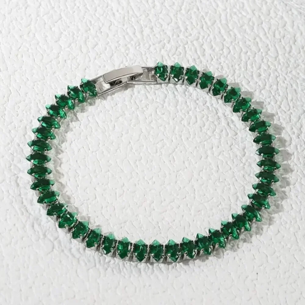 2ct Green Emerald Womens 14K White Gold Oval Gemstone Tennis Bracelet New Silver - Picture 10 of 10